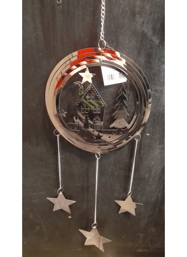Mobile argenté maison à suspendre Noël
