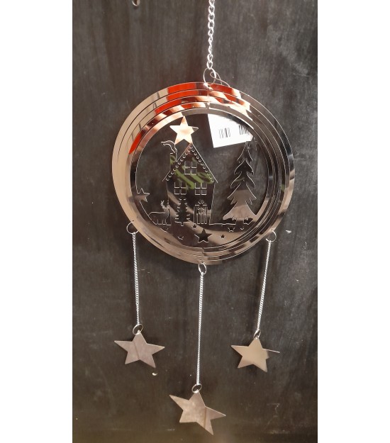 Mobile argenté maison à suspendre Noël